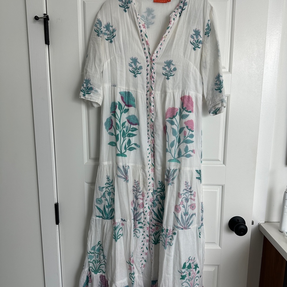 Oliphant Mandarin Maxi - Teal and Pink Floral